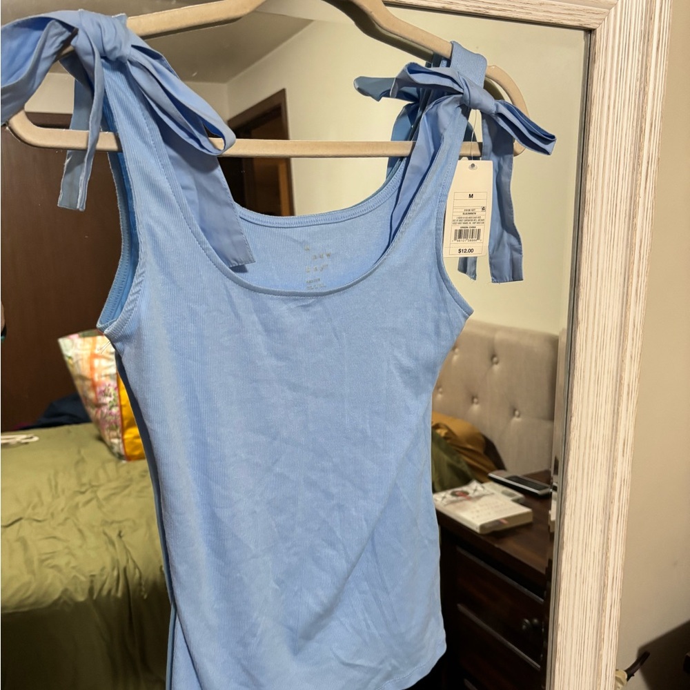 A New Day Blue Sleeveless Tie Front Tank Top